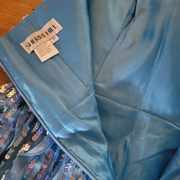 Sherri Hill Turquoise blue sequin short dress - Picture 3 of 3
